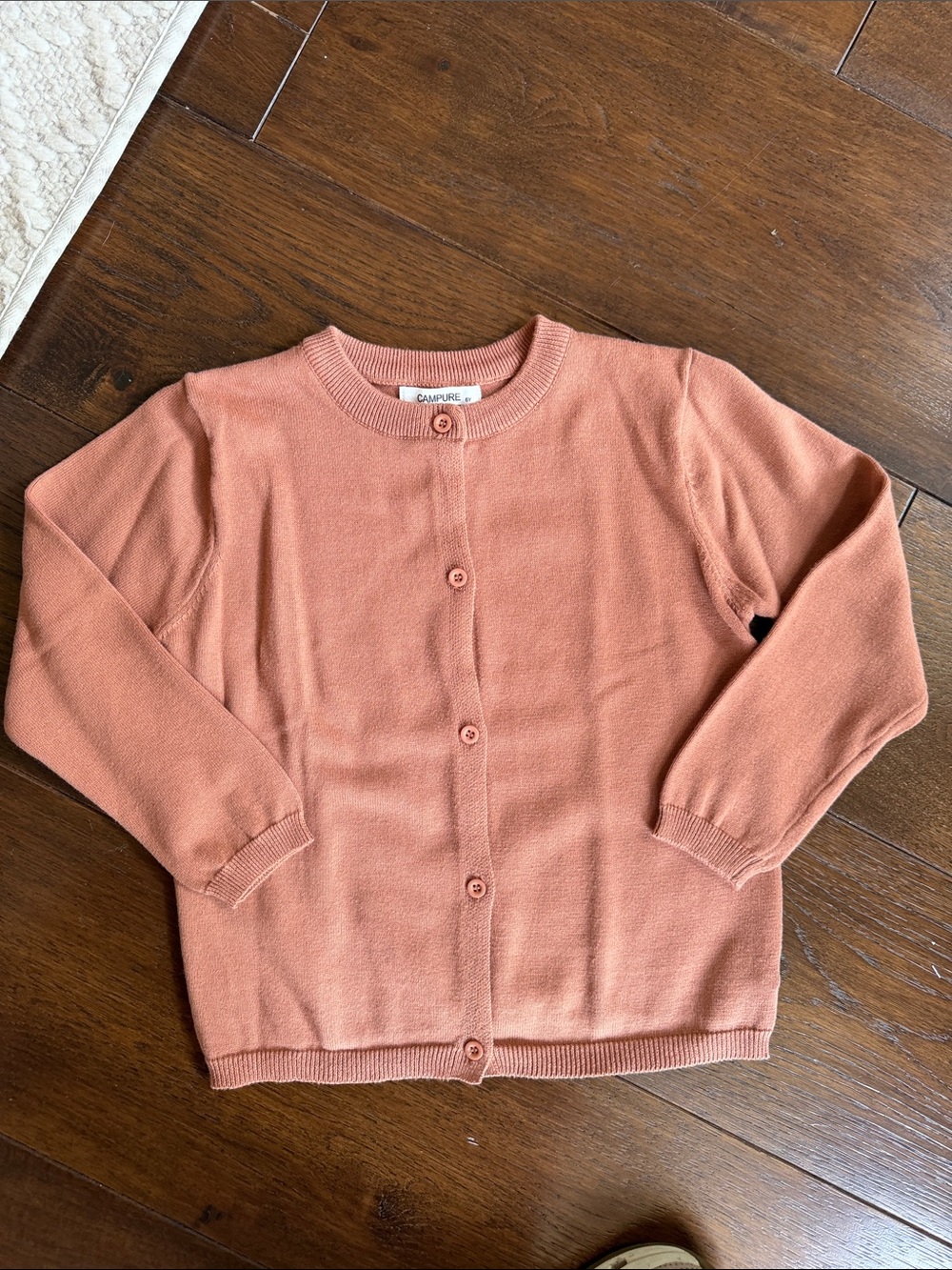Campure - Girls’ Cardigan Cotton Button Down Sweater - Caramel - Size: 6Y